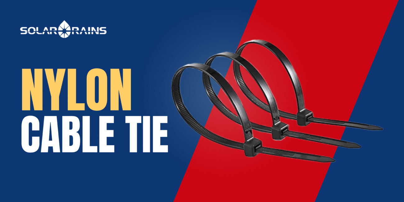 Black nylon cable tie at solar rains