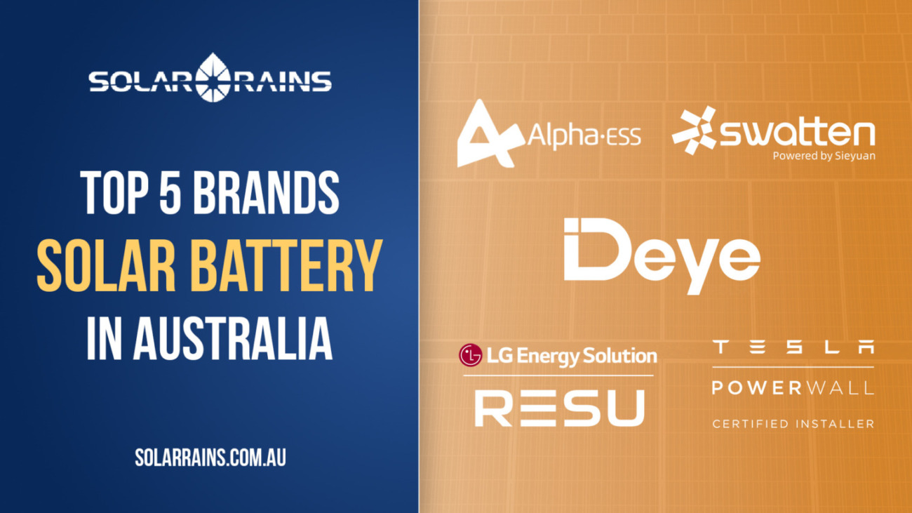 Top 5 Solar Battery Brands in Australia include AlphaESS, Deye, Swatten, LG, Tesla